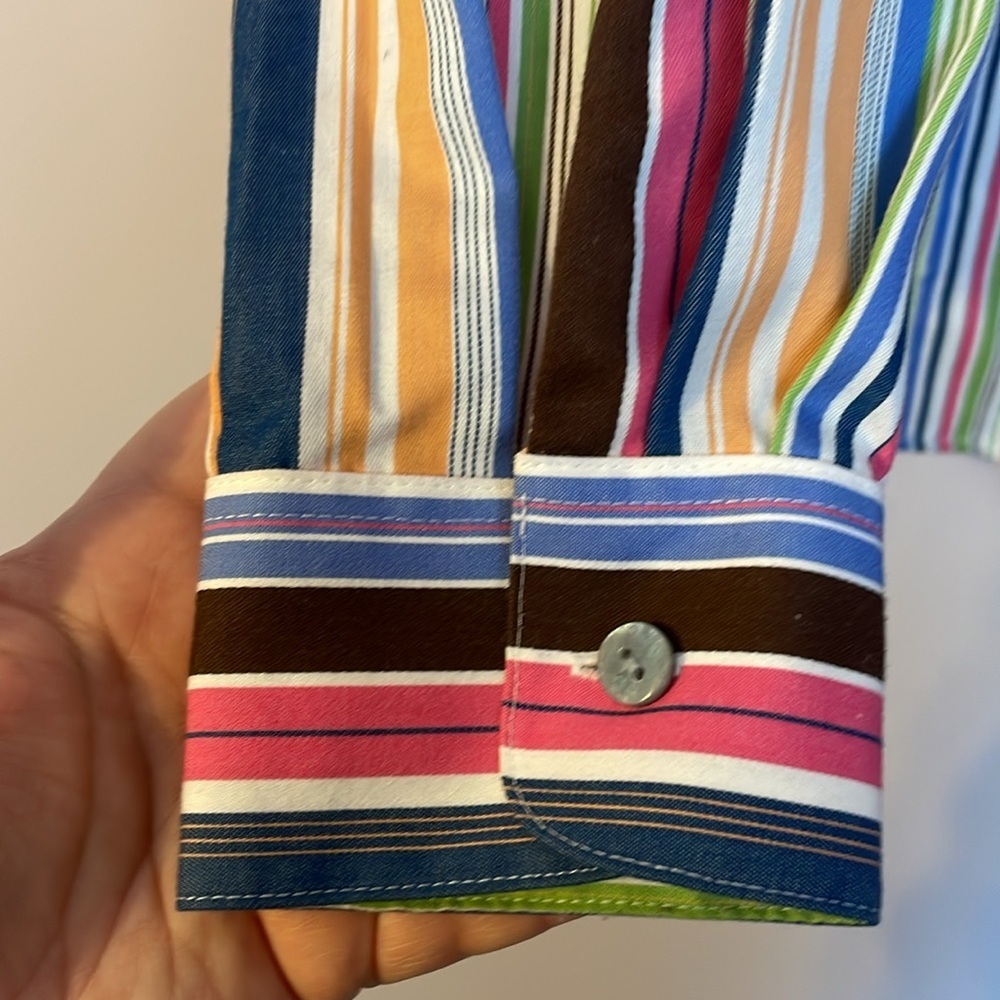 Pendleton Rainbow Vertical Stripe Button Front Sh… - image 6